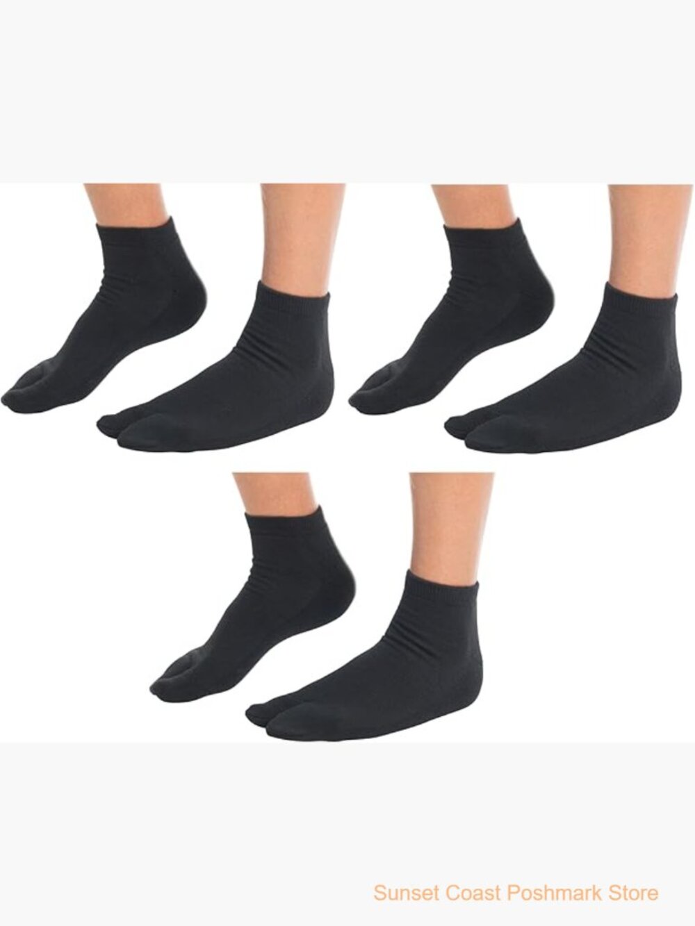 V-Toe Split Toe Athletic Socks 3 Pack Ankle Length Cotton Blend